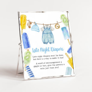 Boy Popsicle Baby shower Late Night Luiers Poster