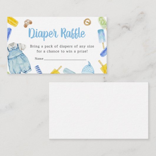 Boy Popsicle Baby shower Luier Raffle Informatiekaartje (Voorkant / Achterkant)