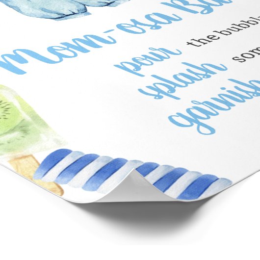 Boy Popsicle Baby shower Mom Osa Bar Poster (Hoek)