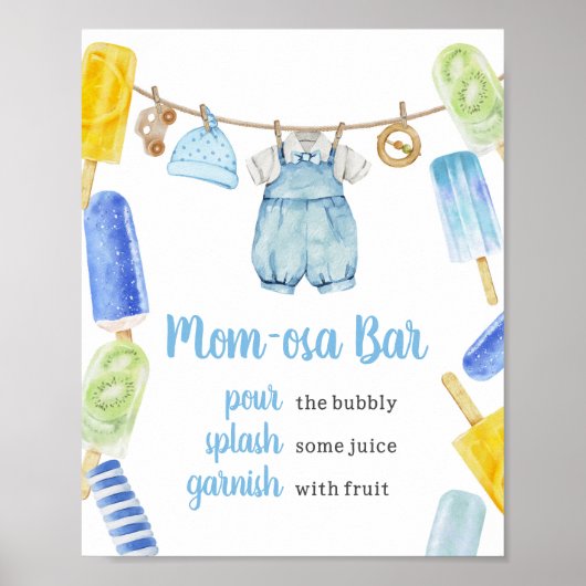 Boy Popsicle Baby shower Mom Osa Bar Poster (Voorkant)