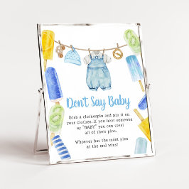Boy Popsicle Baby shower Zeg geen Baby Poster