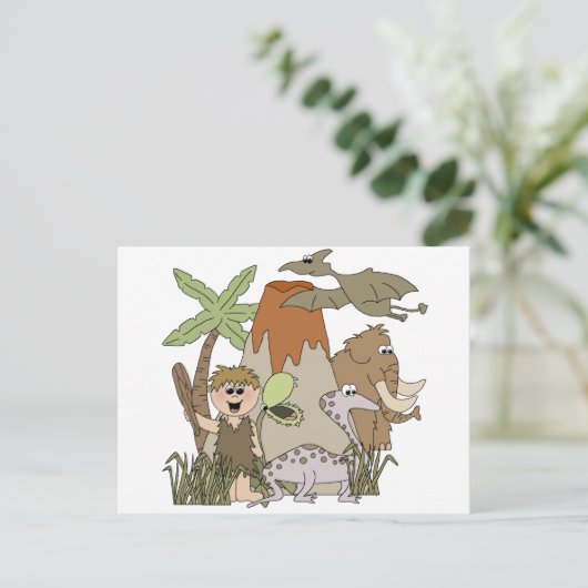 Boy Prehistorische Life Briefkaart (Staand voorkant)