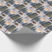 Boy Pulling a Sled With Christmas Evergreen Boughs Cadeaupapier (Hoek)