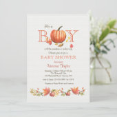 Boy Pumpkin Baby shower Invitation Kaart (Staand voorkant)