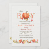 Boy Pumpkin Baby shower Invitation Kaart (Voorkant / Achterkant)