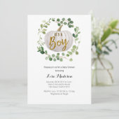 BOY Pumpkin Baby shower Invitation Kaart (Staand voorkant)