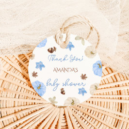 Boy Pumpkin Blue Baby shower dank u Bedankjes Labels