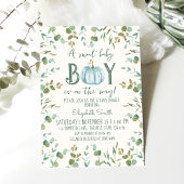 Boy Pumpkin & Eucalyptus Baby shower Kaart