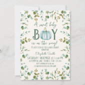 Boy Pumpkin & Eucalyptus Baby shower Kaart (Voorkant)