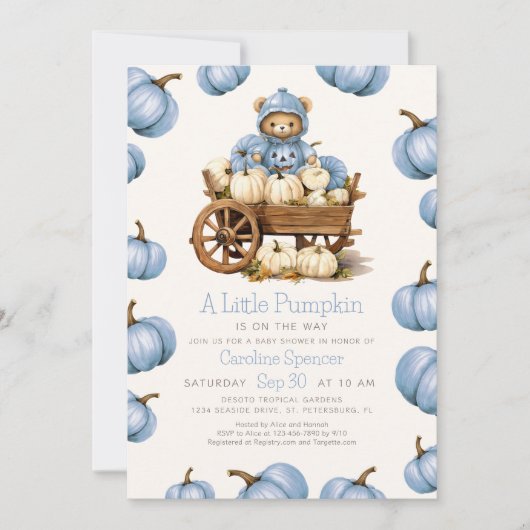 Boy Pumpkin Harvest Autumn Baby shower Kaart (Voorkant)