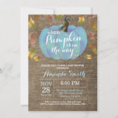 Boy Pumpkin Herfst Baby shower Blauw en Burlap Kaart (Voorkant)