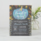 Boy Pumpkin Herfst Baby shower Gold Glitter Kaart (Staand voorkant)