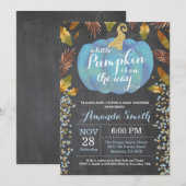 Boy Pumpkin Herfst Baby shower Gold Glitter Kaart (Voorkant / Achterkant)