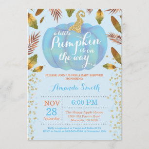 Boy Pumpkin Herfst Baby shower Invitation Gold Kaart