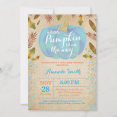 Boy Pumpkin Herfst Baby shower Invitation Gold Kaart (Voorkant)
