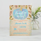 Boy Pumpkin Herfst Baby shower Invitation Gold Kaart (Staand voorkant)