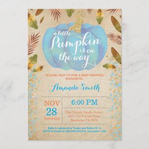 Boy Pumpkin Herfst Baby shower Invitation Gold Kaart