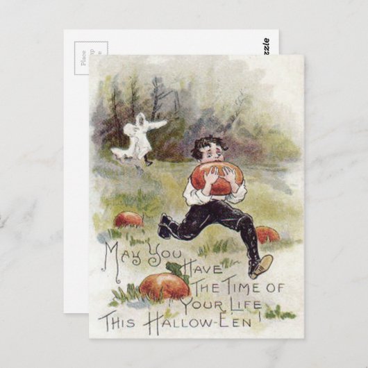 Boy Pumpkin Patch Spookkostuum Briefkaart (Voorkant / Achterkant)