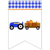 Boy Pumpkin Patch Tractor Blue Birthday Banner (Eerste vlag)