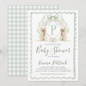 Boy Puppy Dog Baby shower Preppy Sage Groen Kaart (Voorkant / Achterkant)