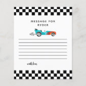 Boy Race Car Birthday Party Time Capsule Note Card (Voorkant)