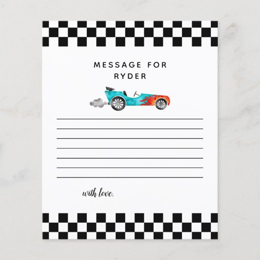 Boy Race Car Birthday Party Time Capsule Note Card (Voorkant)