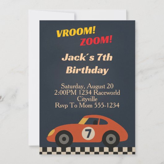 Boy Racing Birthday Kaart (Voorkant)