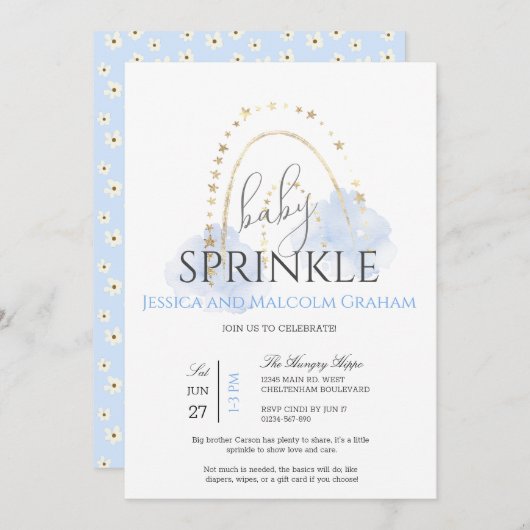 Boy Rainbow Baby Sprinkle Kaart (Voorkant / Achterkant)