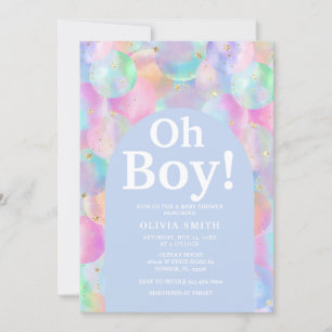 Boy Rainbow Balloons Blue Arch Baby shower Kaart