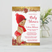 Boy Red Gold Kerst Baby shower Etnisch Kaart (Staand voorkant)