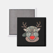 Boy Reindeer Hat Camo Hat Merry Christmas Xmas Boy Magneet (Voorkant / Achterkant)