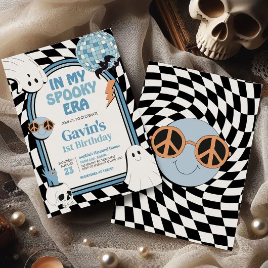 Boy Retro Ghost Halloween Verjaardag Kaart