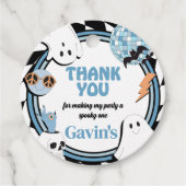 Boy Retro Ghost Halloween Verjaardag Ronde Bedankjes Labels (Voorkant)