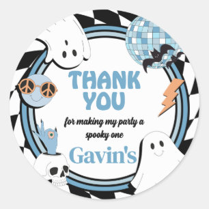 Boy Retro Ghost Halloween Verjaardag Ronde Sticker