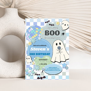 Boy Retro Groovy Little Boo Verjaardagsfeestje Kaart