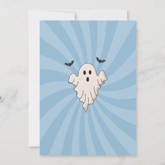 Boy Retro Halloween Spooky Vibes Blue Verjaardag Kaart (Achterkant)