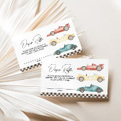 Boy Retro Race Baby shower Diaper Raffle Enclo Informatiekaartje