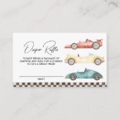 Boy Retro Race Baby shower Diaper Raffle Enclo Informatiekaartje (Voorkant)