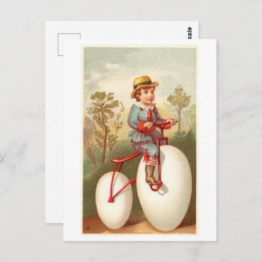  Boy Riding Egg Bicycle Briefkaart (Voorkant / Achterkant)
