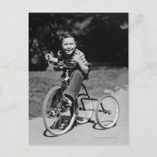 Boy Riding Tricycle Briefkaart