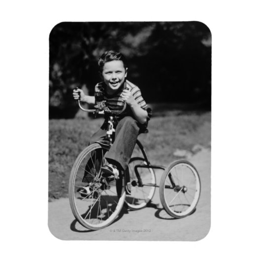 Boy Riding Tricycle Magneet (Verticaal)