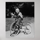 Boy Riding Tricycle Poster (Voorkant)