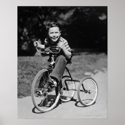 Boy Riding Tricycle Poster (Voorkant)