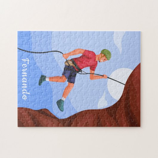 Boy Rock Kliming Illustration Name Personalized Legpuzzel (Horizontaal)