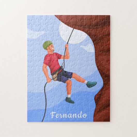 Boy Rock Kliming Illustration Name Personalized Legpuzzel (Verticaal)