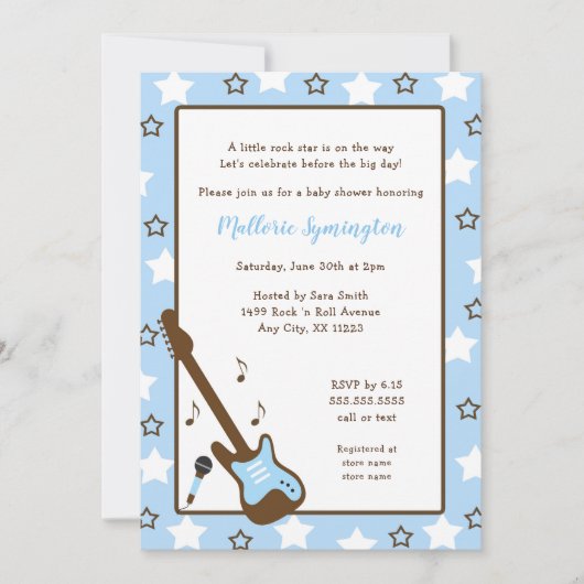 Boy Rock Star Baby shower Uitnodiging (Voorkant)