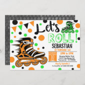 Boy Rollerblade Invitation Roller Blade Party Boy Kaart (Voorkant / Achterkant)