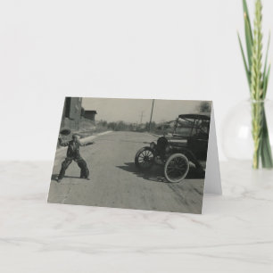Boy Ropped Car Card Kaart