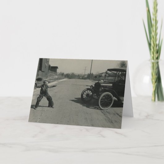 Boy Ropped Car Card Kaart (Voorkant)