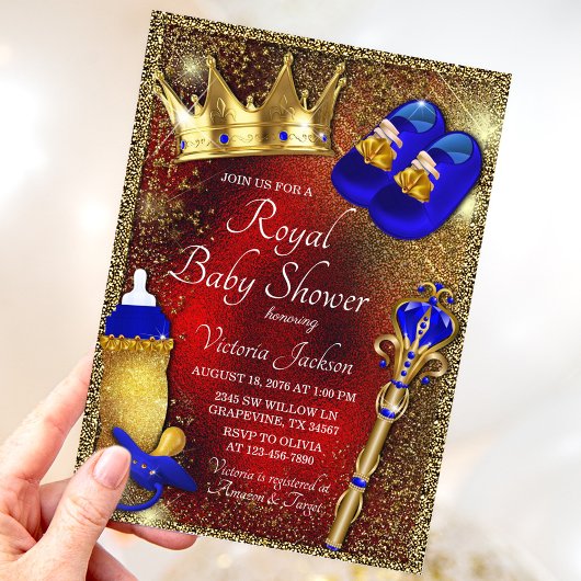 Boy Royal Prince Baby shower Uitnodiging